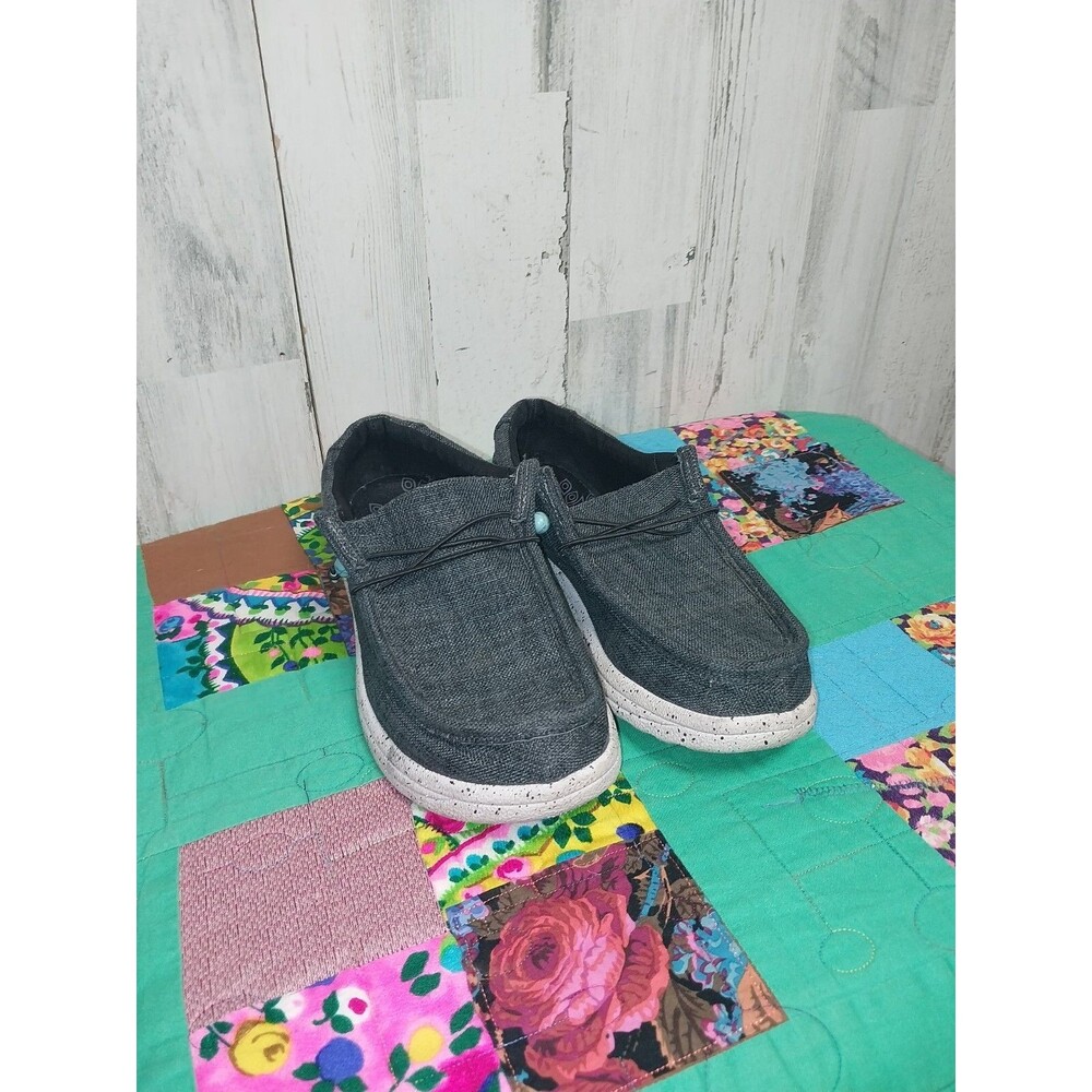 Lamo Women's Size 10 Gray Black Woven Slip On Shoes